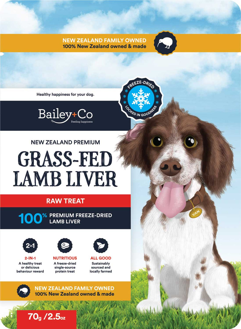 Bailey+Co Dog Freeze Dried Raw Treat New Zealand Lamb Liver 70g