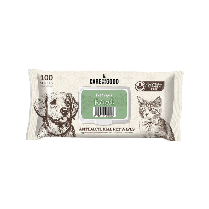 6 FOR $23.80: Care For The Good Antibacterial Pet Wipes For Cats & Dogs 100pc (Forest)