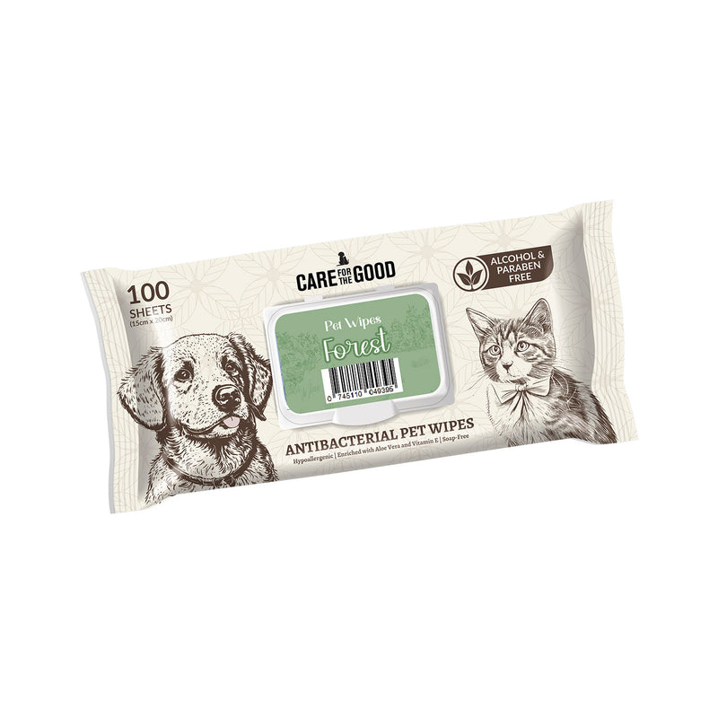 6 FOR $23.80: Care For The Good Antibacterial Pet Wipes For Cats & Dogs 100pc (Forest)