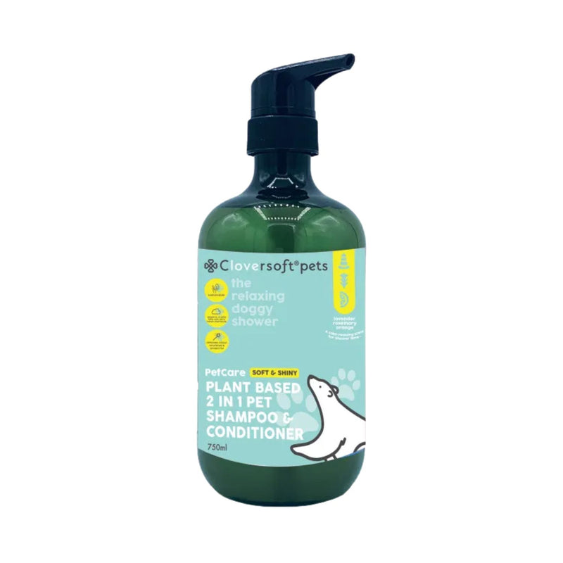 Cloversoft Plant Based 2 in 1 Pet Shampoo and Conditioner Soft & Shiny 750ml