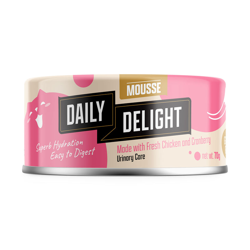 BUY 2 CTN, 5% OFF: Daily Delight Mousse with Chicken & Cranberry Canned Cat Food 80g x 24 cans