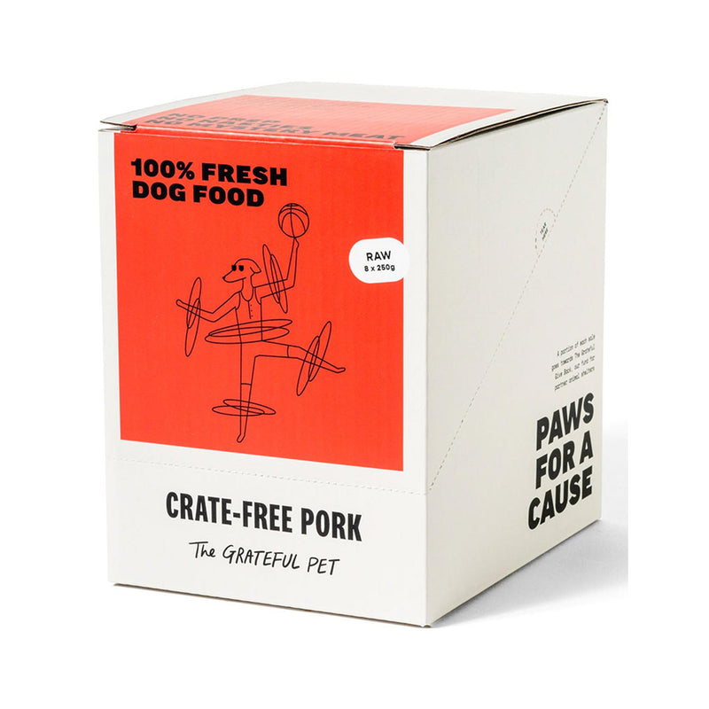 The Grateful Pet Raw Crate Free Pork Dog Food Case (8 x 250g)