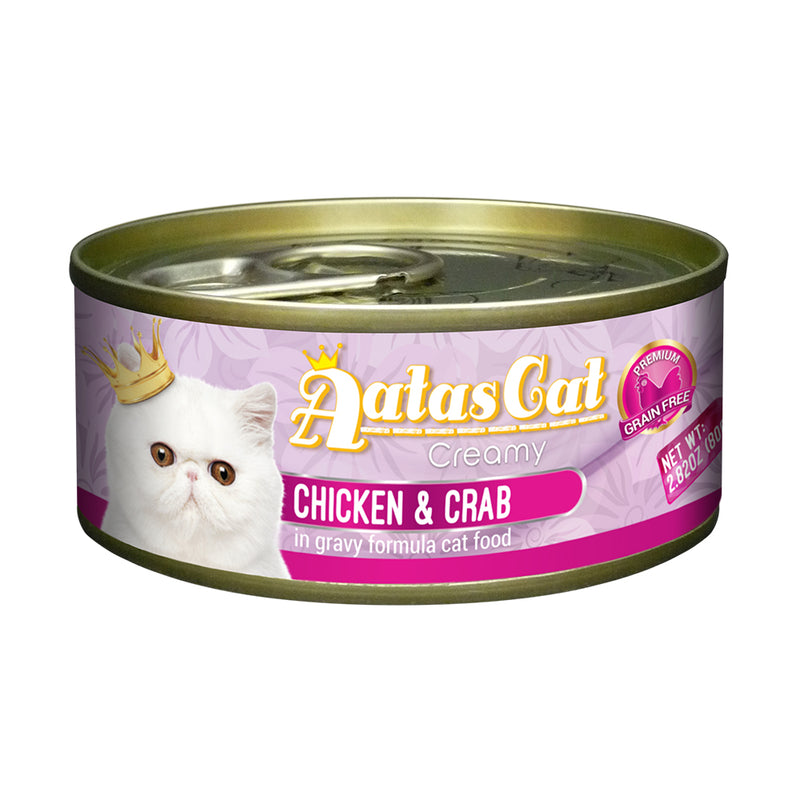 Aatas Cat Creamy Chicken and Crab in Gravy Canned Cat Food 80g