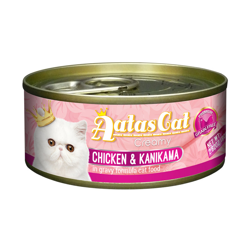 Aatas Cat Creamy Chicken and Kanikama in Gravy Canned Cat Food 80g