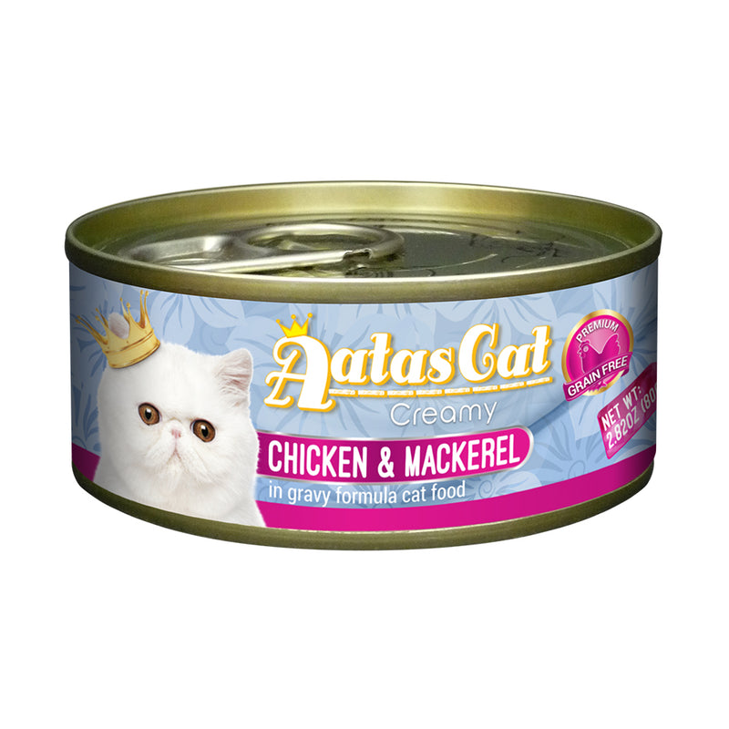 Aatas Cat Creamy Chicken and Mackerel in Gravy Canned Cat Food 80g
