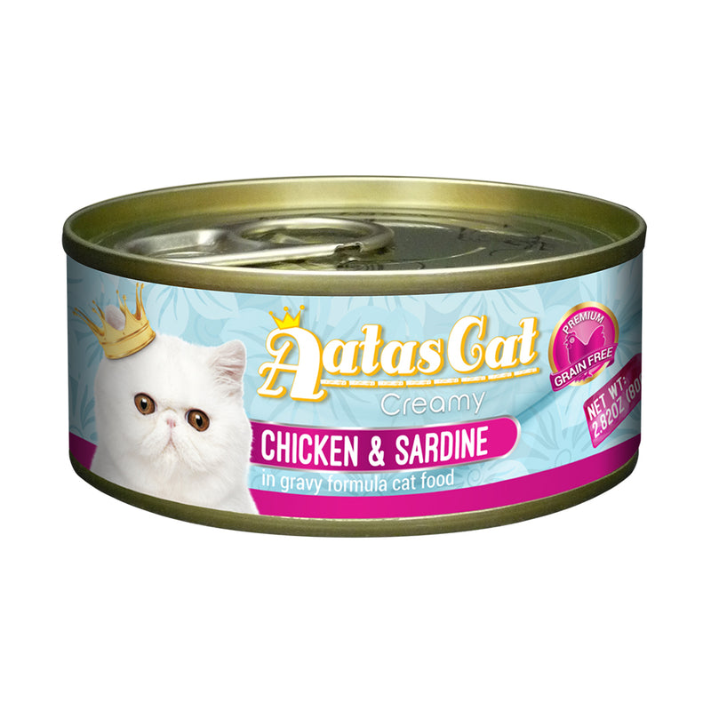 Aatas Cat Creamy Chicken and Sardine in Gravy Canned Cat Food 80g