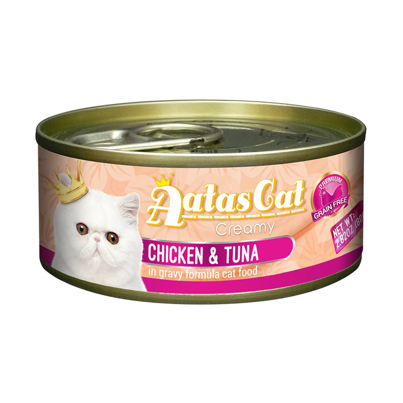 Aatas Cat Creamy Chicken and Tuna in Gravy Canned Cat Food 80g