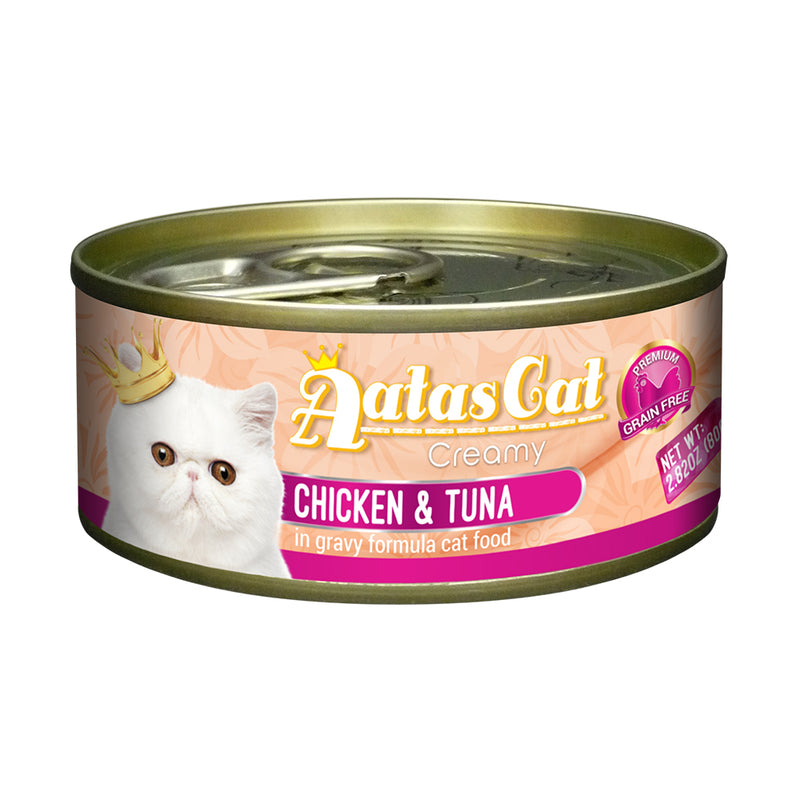 Aatas Cat Creamy Chicken and Tuna in Gravy Canned Cat Food 80g