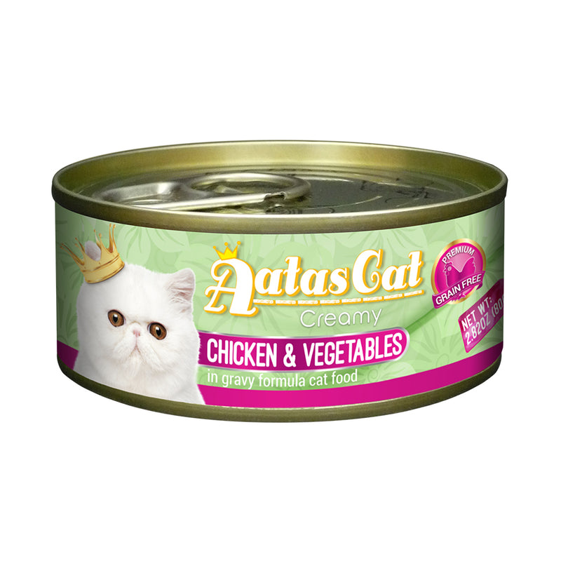 Aatas Cat Creamy Chicken and Vegetables in Gravy Canned Cat Food 80g