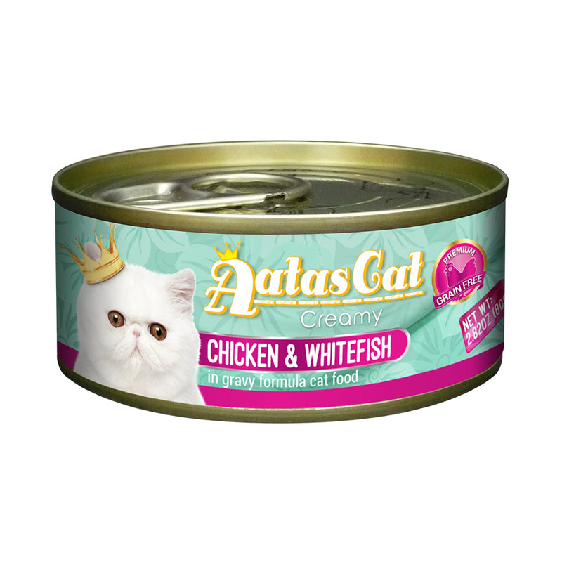 Aatas Cat Creamy Chicken and Whitefish in Gravy Canned Cat Food 80g