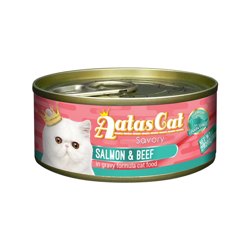 Aatas Cat Savory Salmon and Beef in Gravy Canned Cat Food