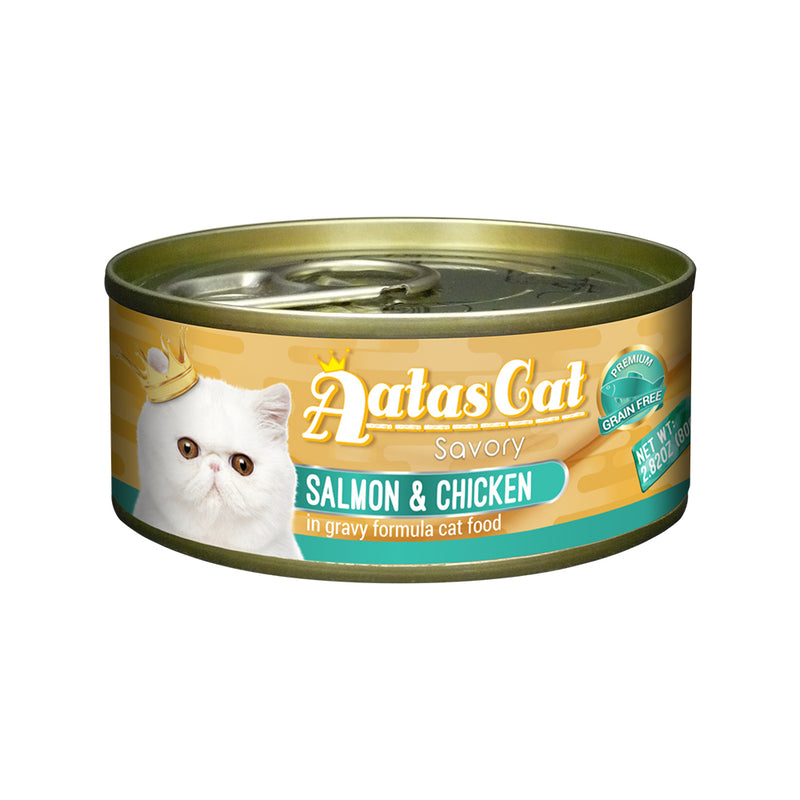 Aatas Cat Savory Salmon and Chicken in Gravy Canned Cat Food