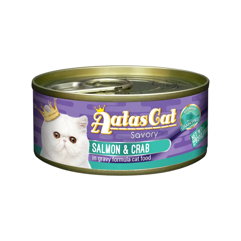 Aatas Cat Savory Salmon and Crab in Gravy Canned Cat Food