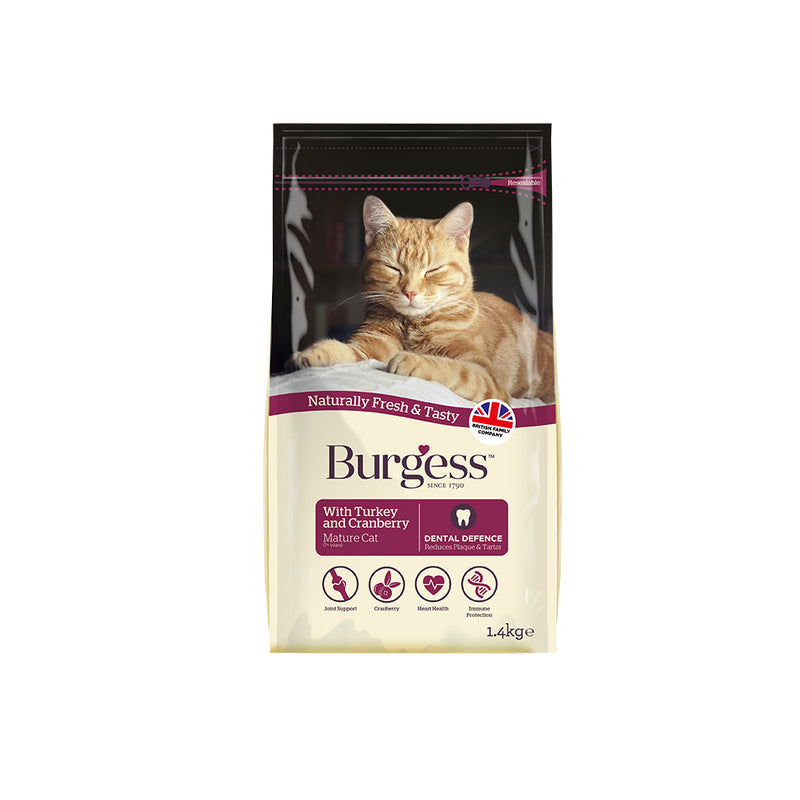 Burgess Turkey & Cranberry Mature Dry Cat Food 1.4kg