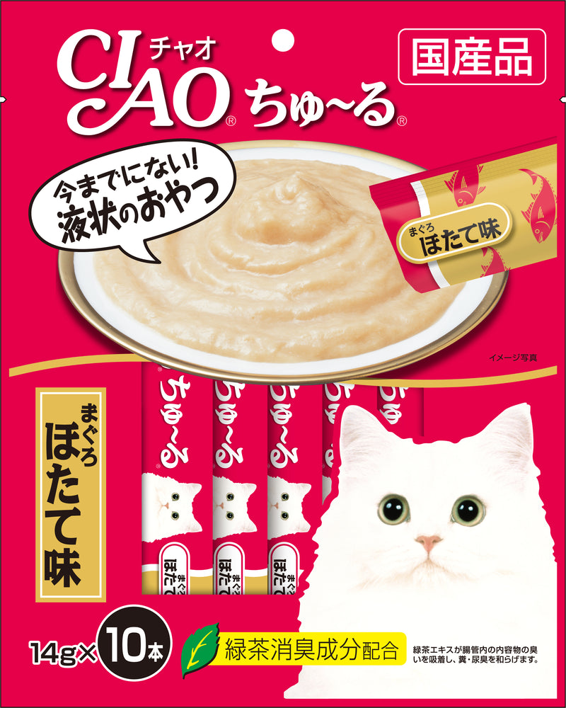 Ciao ChuRu White Meat Tuna & Scallop Liquid Cat Treat 14g x 10 sachets