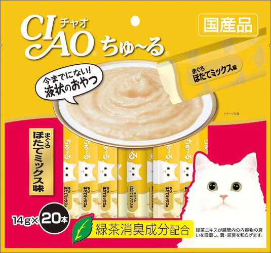 Ciao ChuRu Tuna Scallop Mix Liquid Cat Treats 14g x 20 sachets