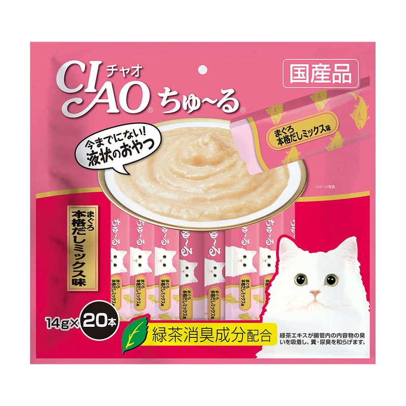 Ciao ChuRu Tuna Japanese Broth Liquid Cat Treats 14g x 20 sachets