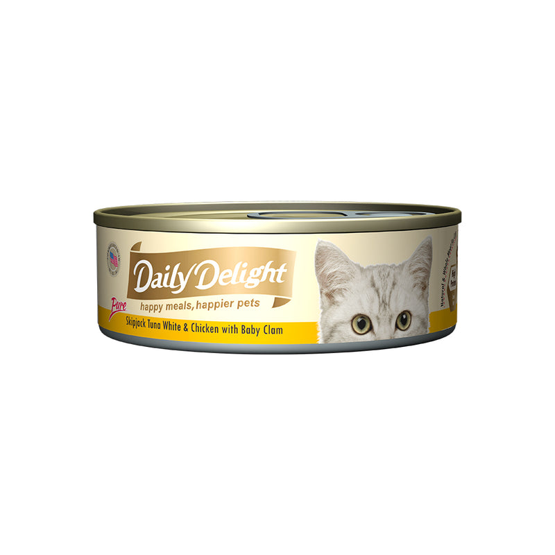 Daily Delight Pure Skipjack Tuna White and Chicken with Baby Clam 80g x 24 cans