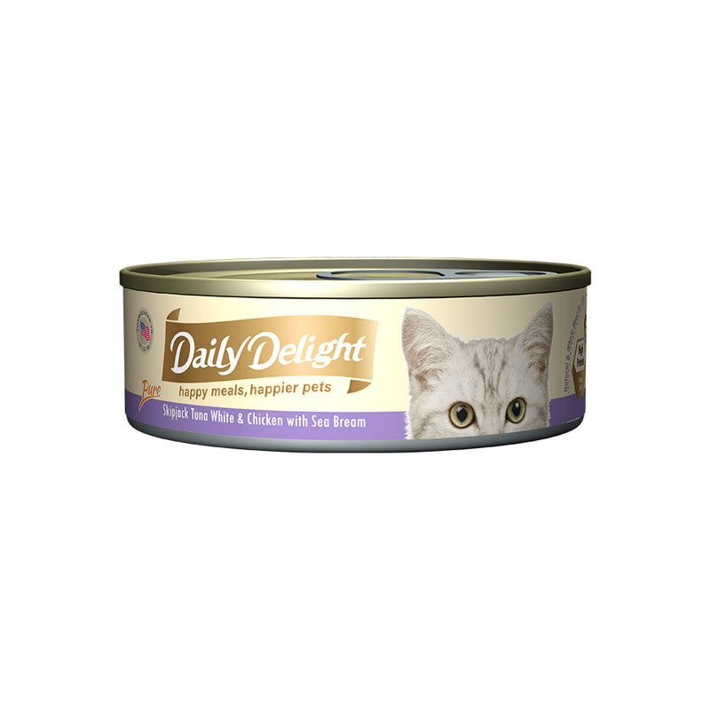 Daily Delight Pure Skipjack Tuna White and Chicken with Sea Bream 80g x 24 cans