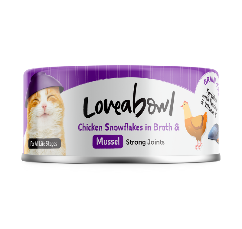 Loveabowl Chicken snowflakes in Broth with Mussel Cat Canned Food 70G