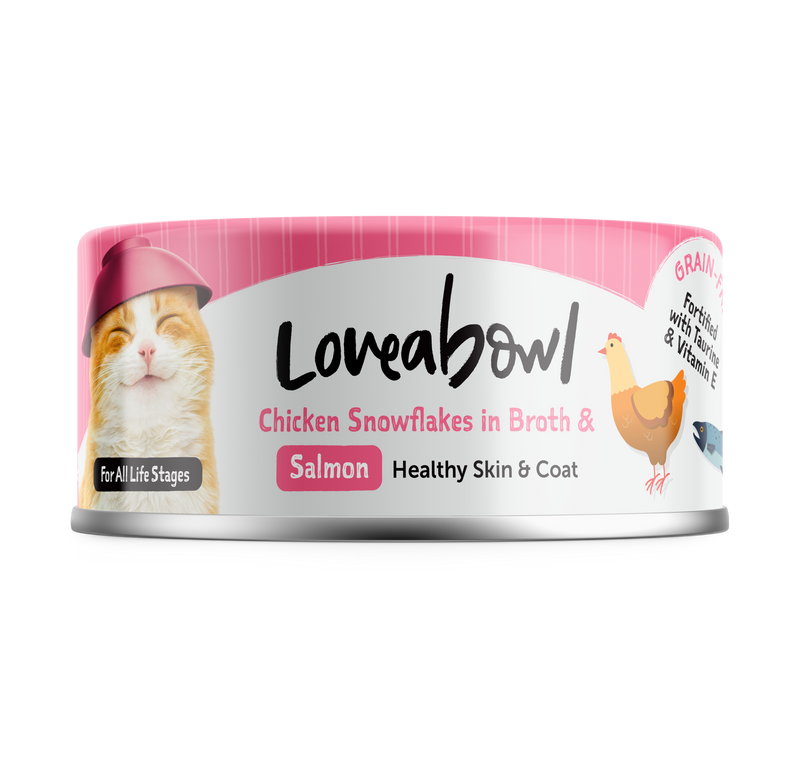 Loveabowl Chicken Snowflakes in Broth with Salmon Cat Canned Food 70G