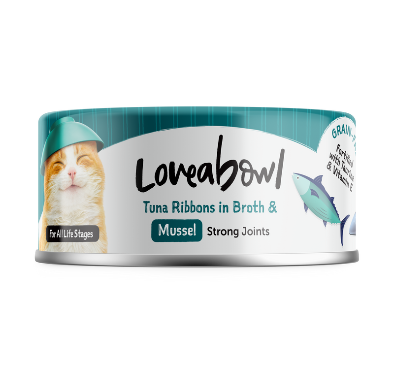 Loveabowl Tuna ribbons in Broth with Mussel Cat Canned Food 70G