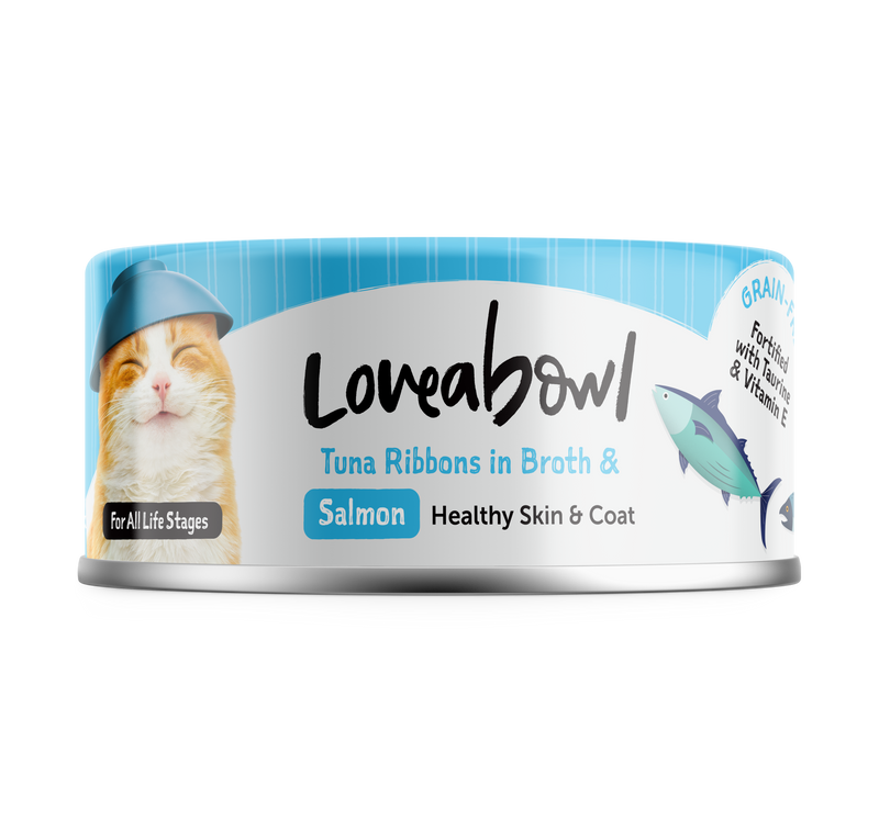 Loveabowl Tuna ribbons in Broth with Salmon Cat Canned Food 70G
