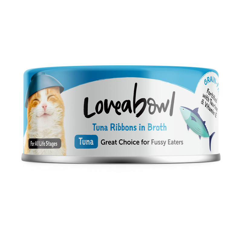 BUY 2 CTN, 5% OFF: Loveabowl Tuna ribbons in Broth Cat Canned Food 70g x 24 cans