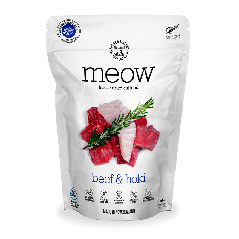 MEOW Beef & Hoki Grain-Free Freeze Dried Raw Cat Food