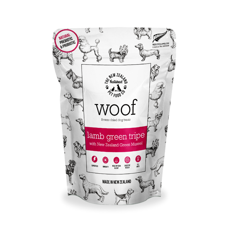 WOOF Lamb Green Tripe Freeze Dried Dog Treats 40g