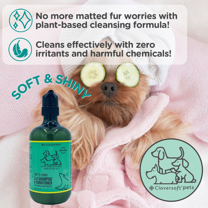 Cloversoft Plant Based 2 in 1 Pet Shampoo and Conditioner Soft & Shiny 750ml