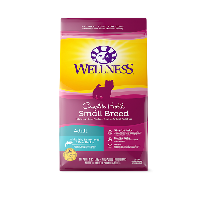 Wellness Complete Health Small Breed Adult Whitefish, Salmon Meal & Peas Dry Dog Food