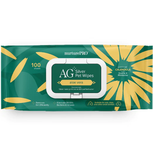 Nurture Pro AG+ Silver Pet Wipes Aloe Vera 100 Sheets