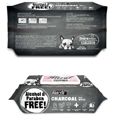 Absorb Plus Charcoal Floral Scented Pet Wipes (80 sheets)