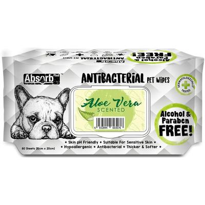 Absorb Plus Antibacterial Aloe Vera Scented Pet Wipes (80 sheets)