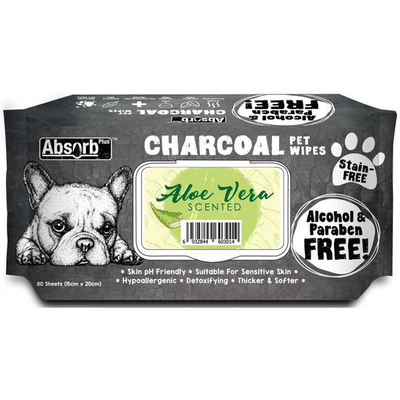 Absorb Plus Charcoal Aloe Vera Scented Pet Wipes (80 sheets)