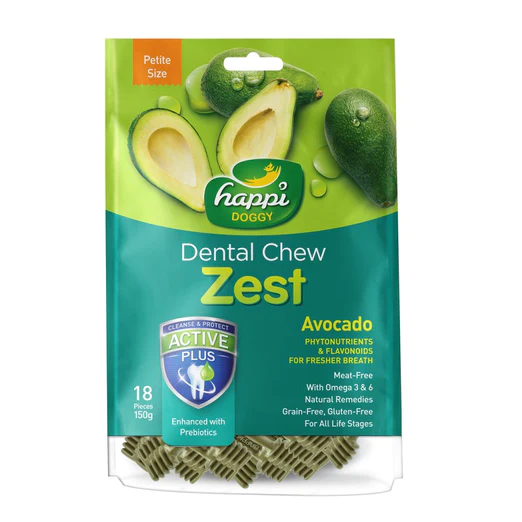 Happi Doggy Zest Avocado Dental Dog Chew 150g