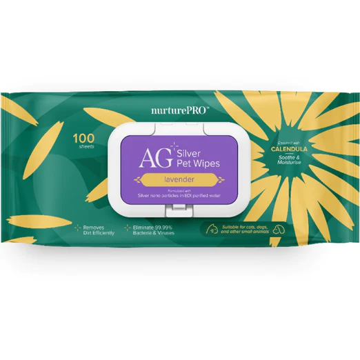 Nurture Pro AG+ Silver Pet Wipes Lavender 100 Sheets