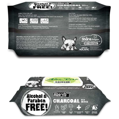 Absorb Plus Charcoal Aloe Vera Scented Pet Wipes (80 sheets)
