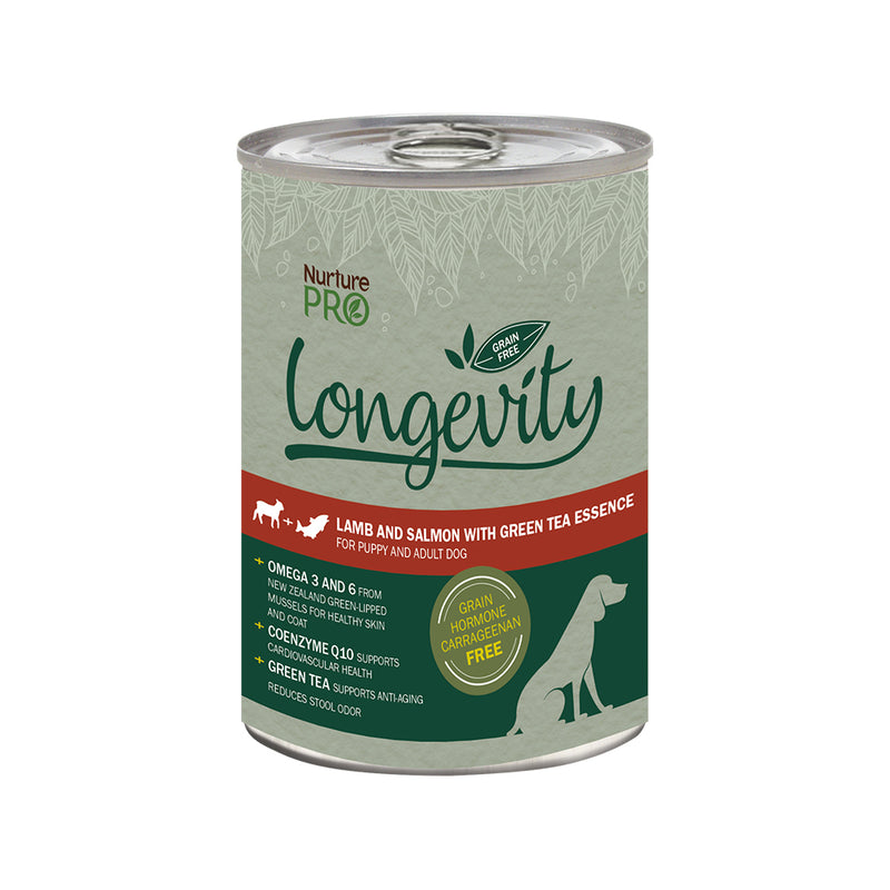 Nurture Pro Longevity Lamb & Salmon with Green Tea Essence Grain Free Canned Dog Food 375g x 12 Cans