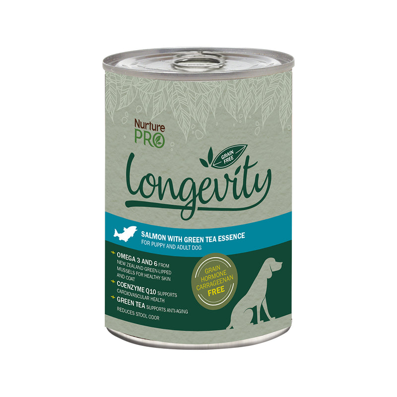 Nurture Pro Longevity Salmon with Green Tea Essence Grain Free Canned Dog Food 375g x 12 Cans